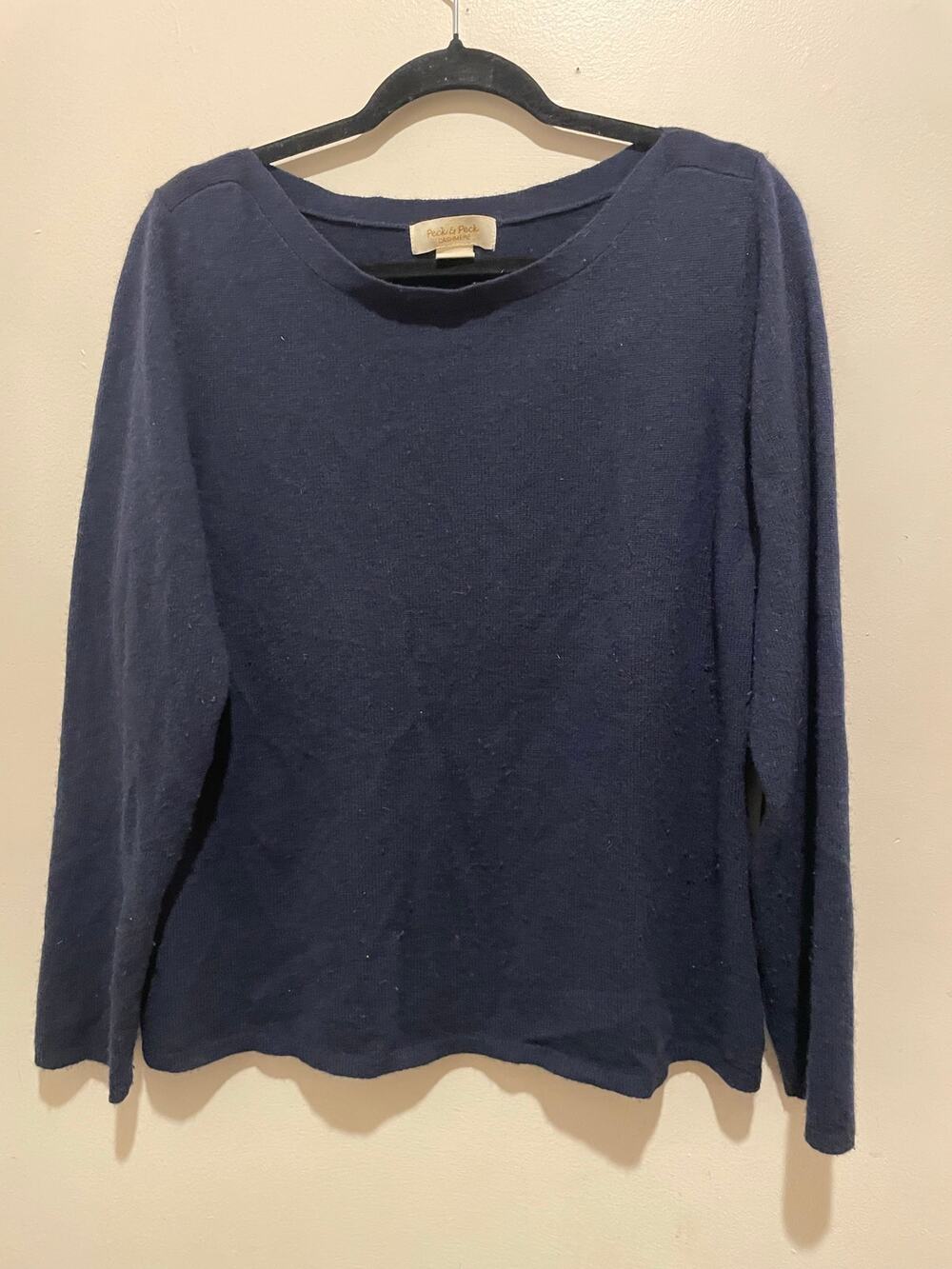 peck & Peck blue boat collar cashmere sweater size XL